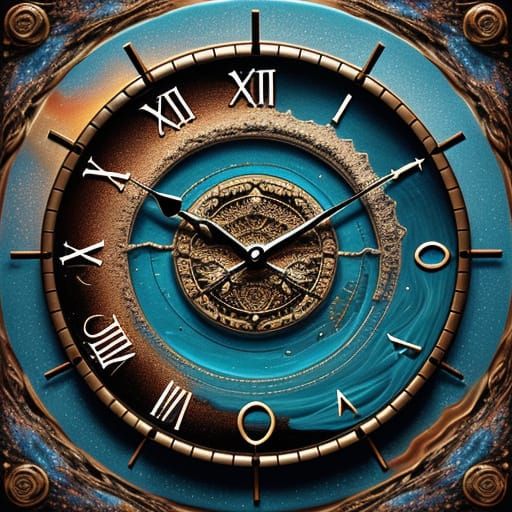 Surreal Melting Clock Dripping onto Desert Landscape