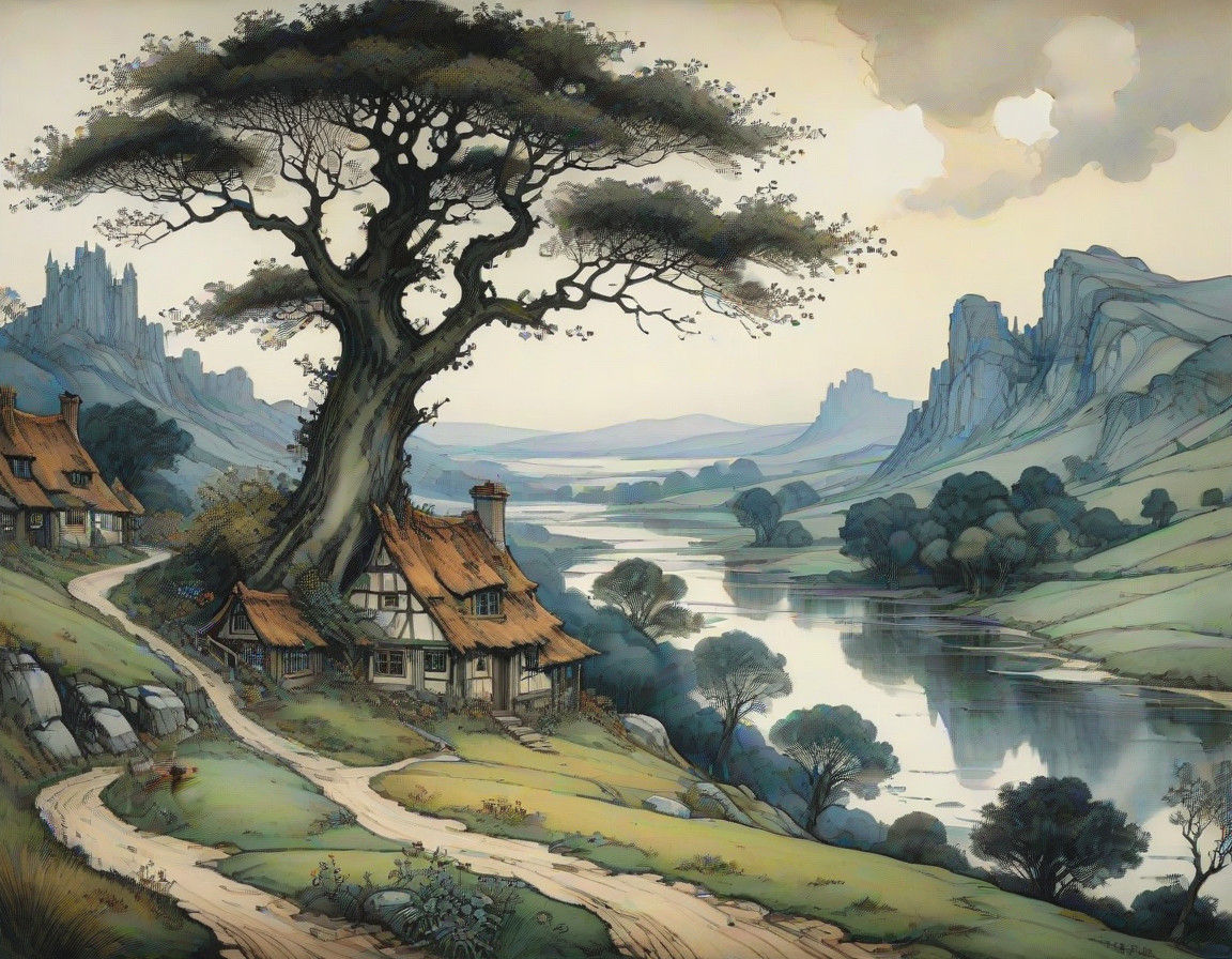 Enchanted Winter Woodland in Whimsical Watercolor Style