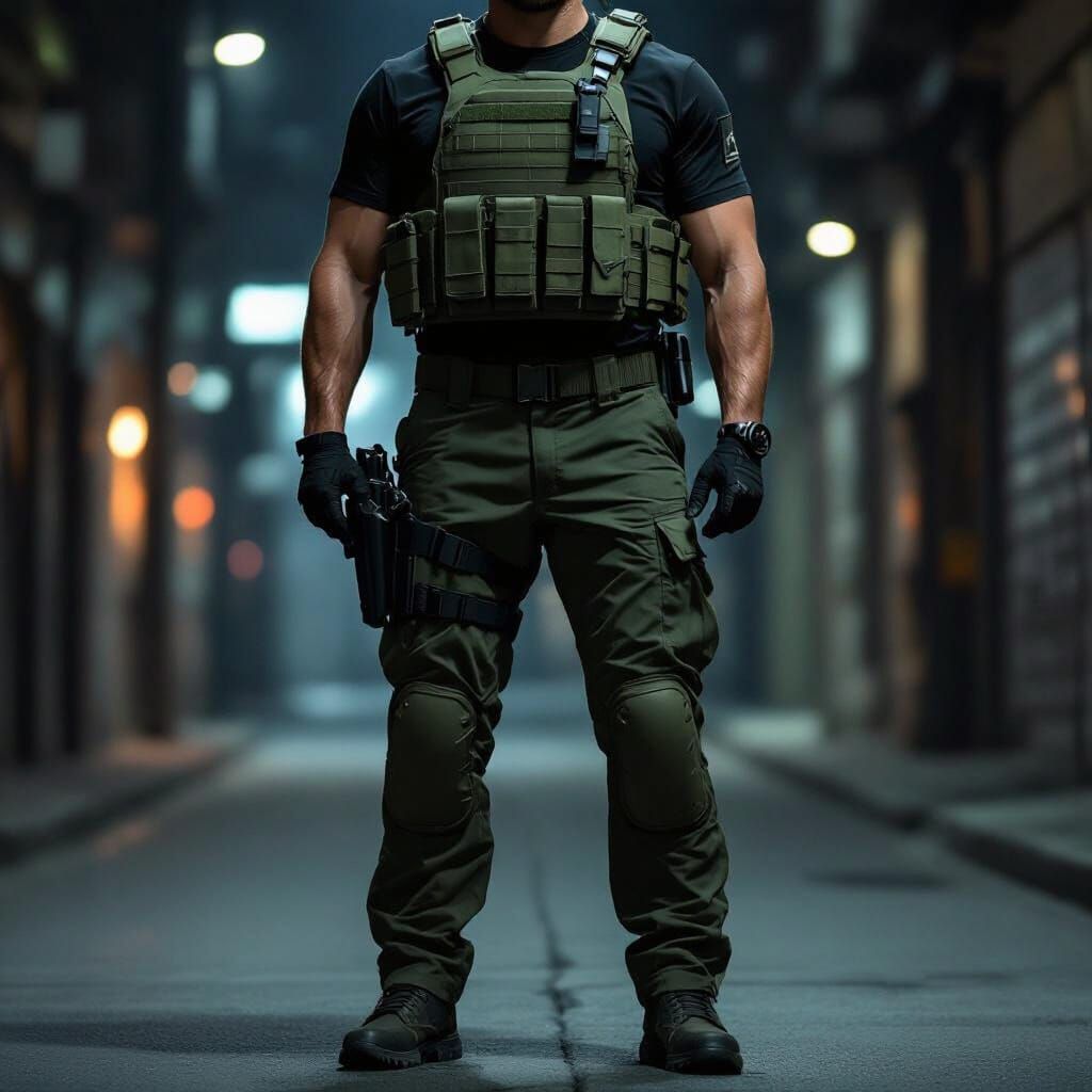 Male Operative in Tactical Gear, Full Body Pose
