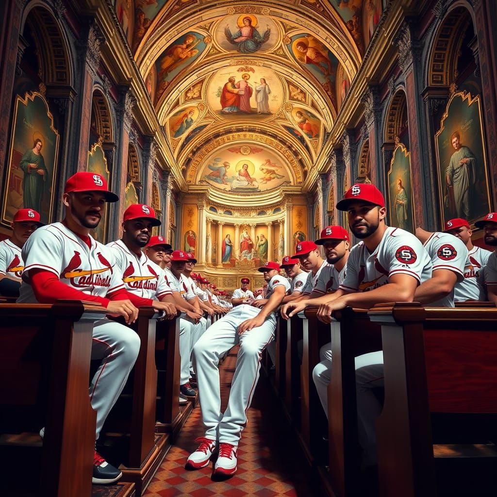 Cardinals in Sistine Chapel, Inspired by Caravaggio and Mich...