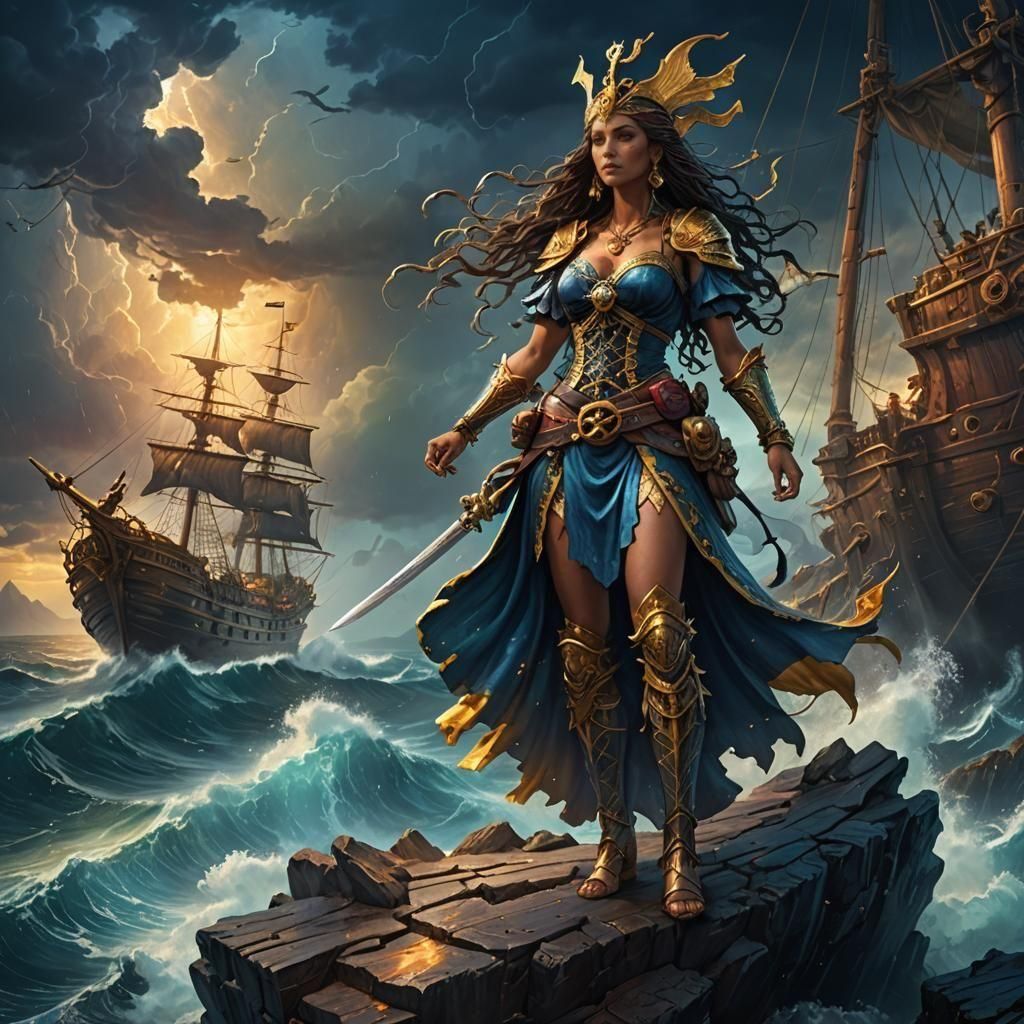 Pirate Goddess Detailed Matte Painting in 8k
