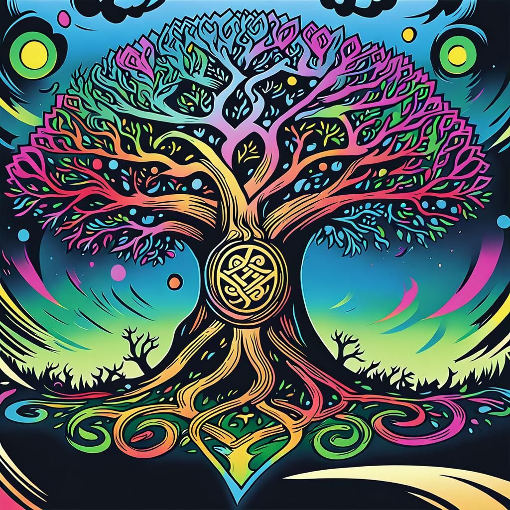 Celtic Tree of Life in Manga Scan Style