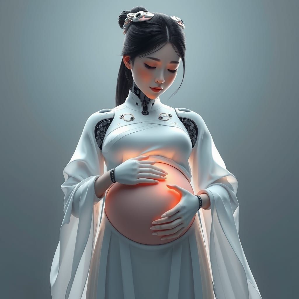 Korean Android Mother Glows with Ethereal Light