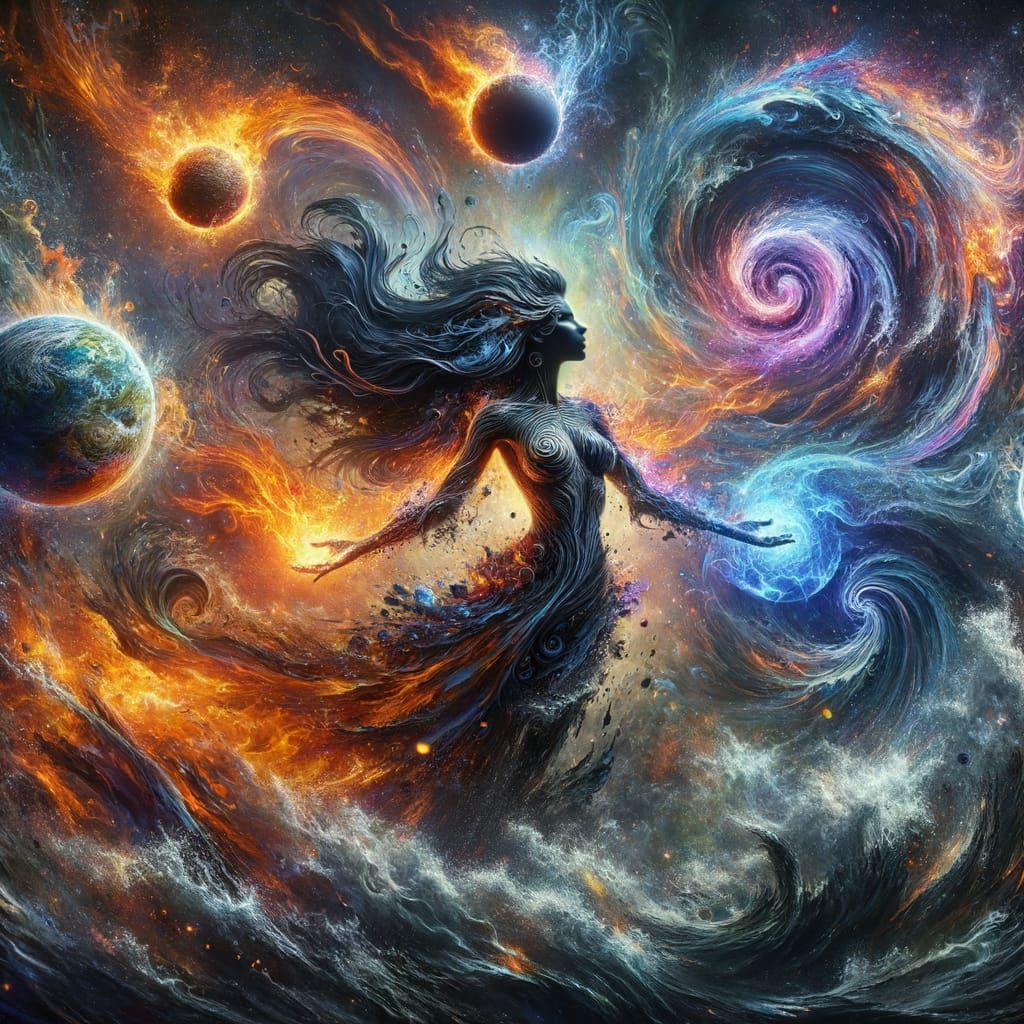 Fantasy Warrior Dominates Elemental Forces in a Vibrant, Epi...