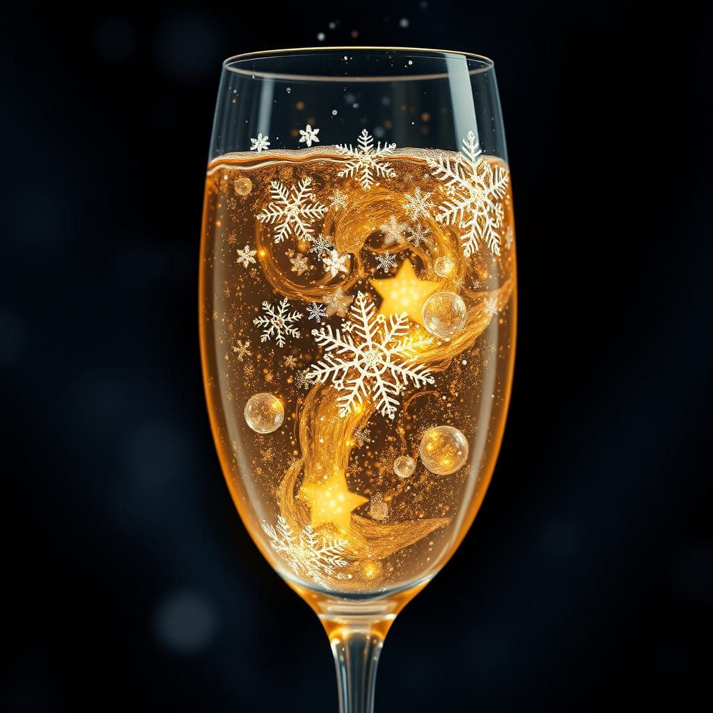 Luxurious Champagne Scene in a Whimsical Matte Painting Styl...