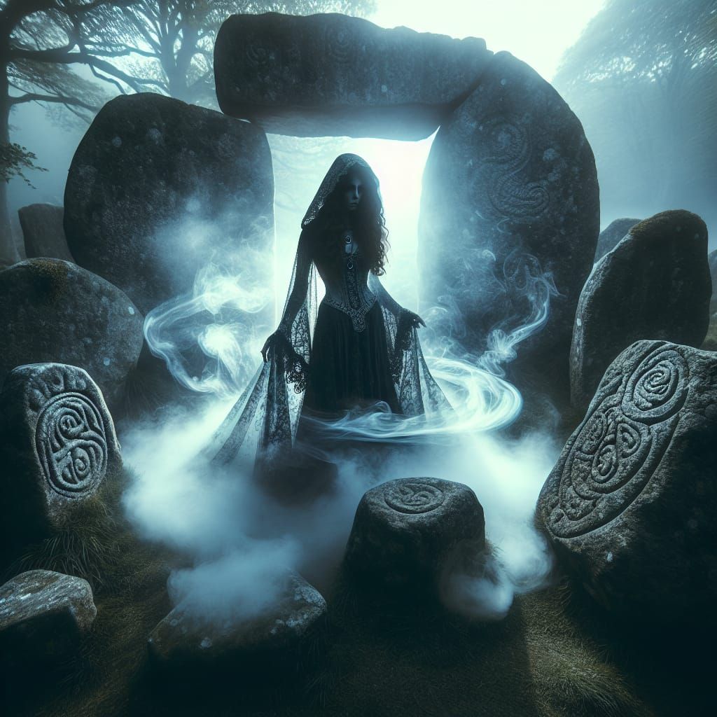 Mystical Celtic Priestess in Stone Circle