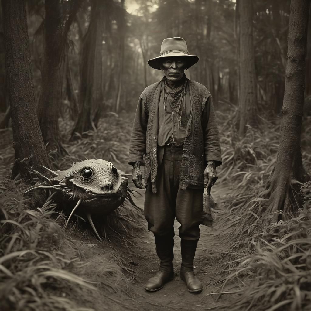 Sinister Woodcutter Caught in a Whimsical 1920s Daguerreotyp...