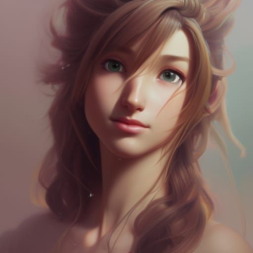Aerith Gainsborough Portrait in Art Nouveau Style