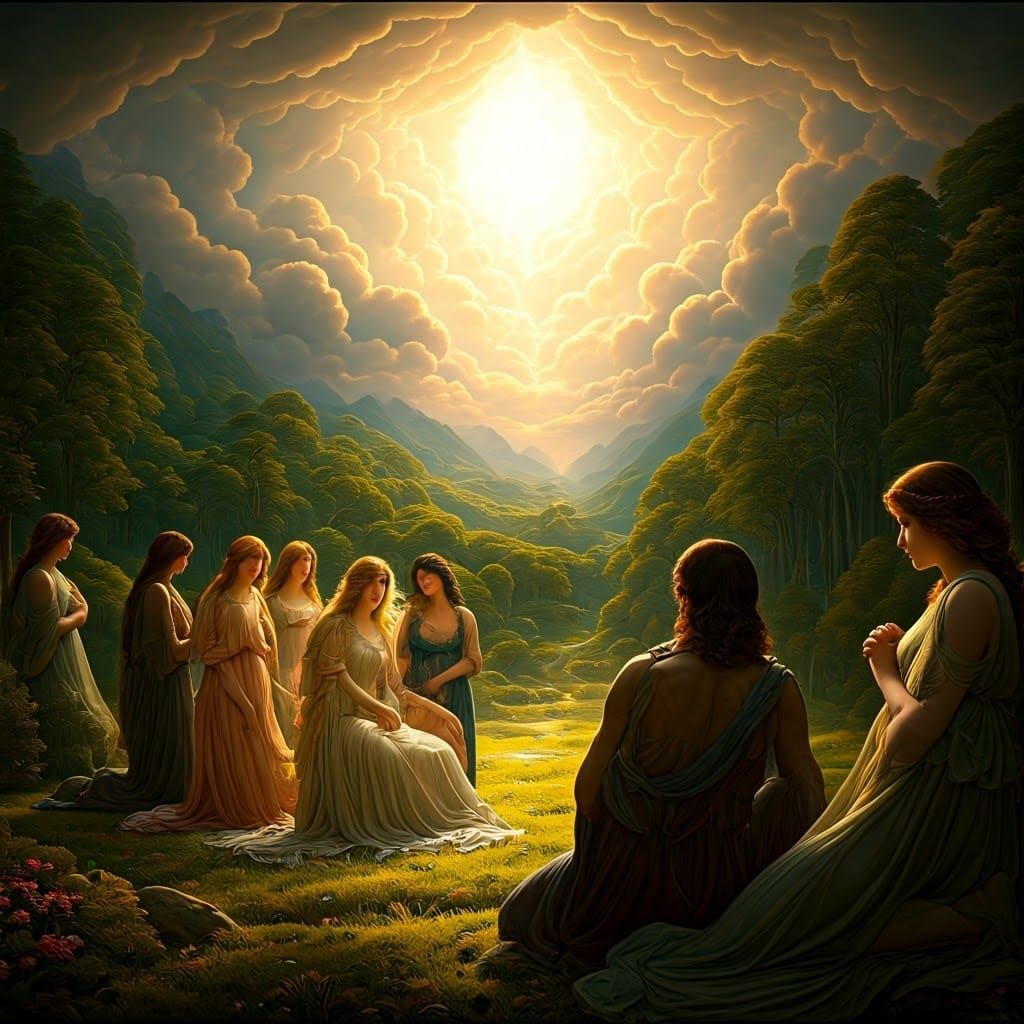 Majestic Angels Longingly Gaze at Beautiful Mortal Women in...