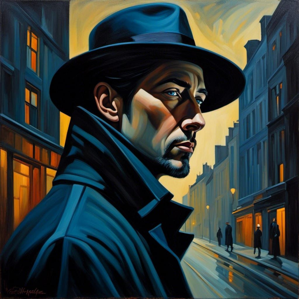 Elven Detective in a Dark City, Oil Portrait