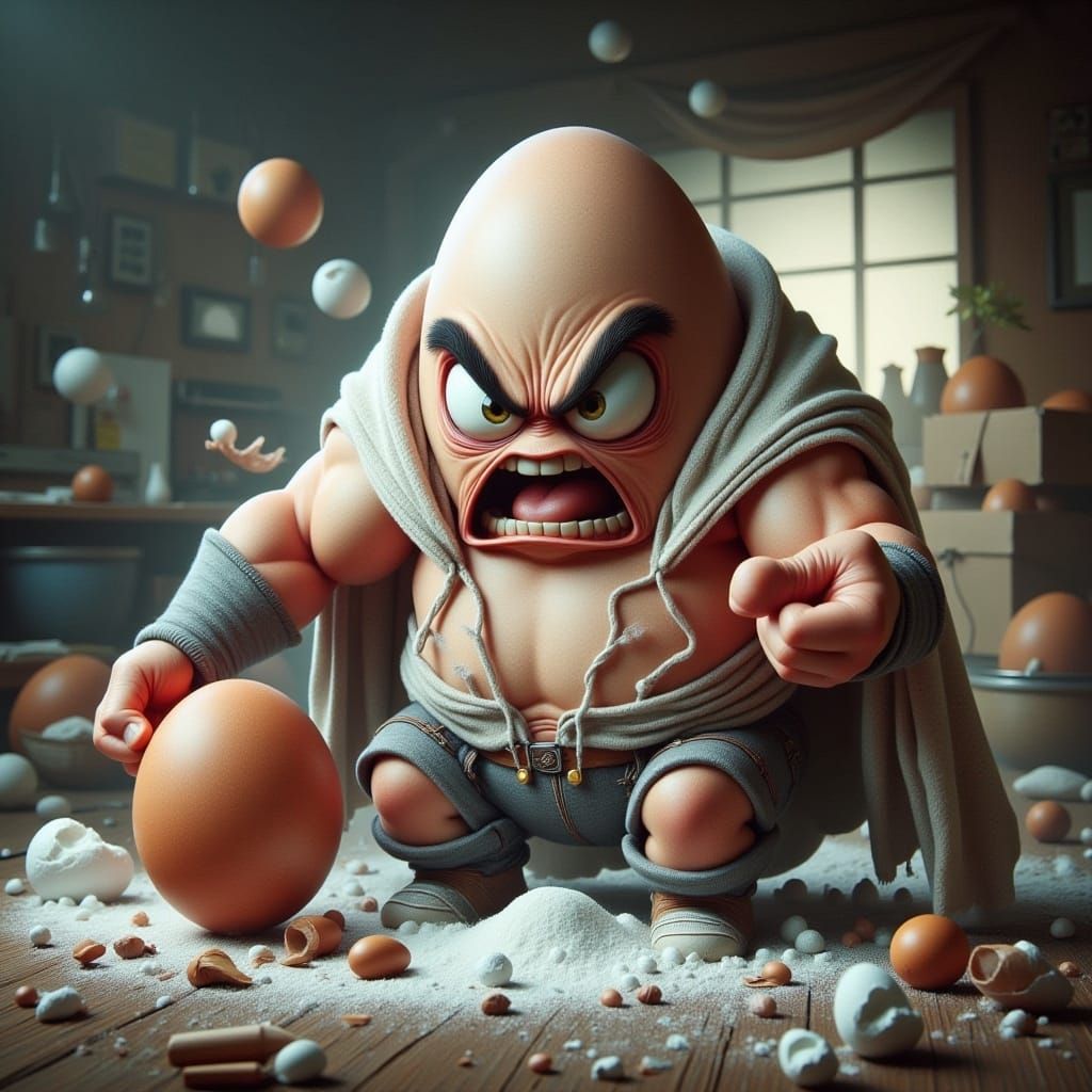 Anthropomorphic Egg Character with a Cold