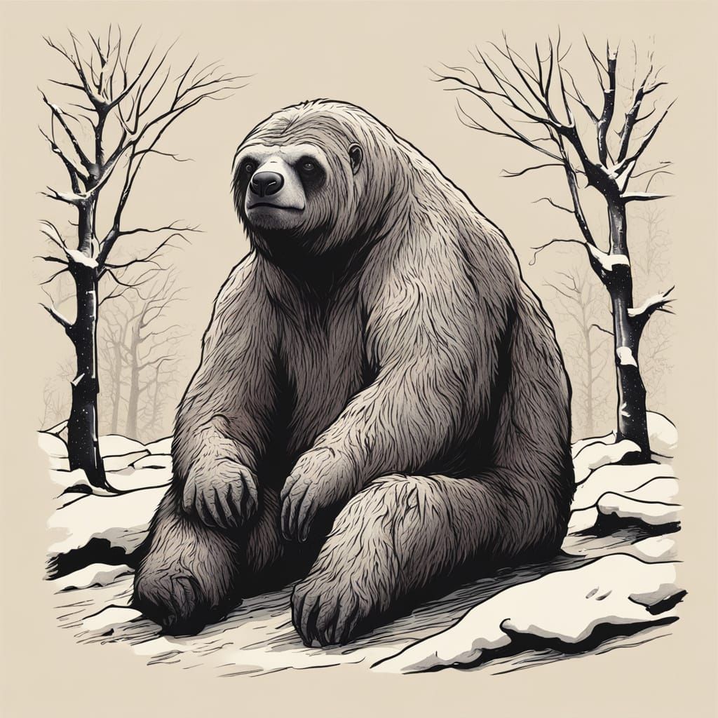 Winter Wonderland of a Ground Sloth's Epic Slumber