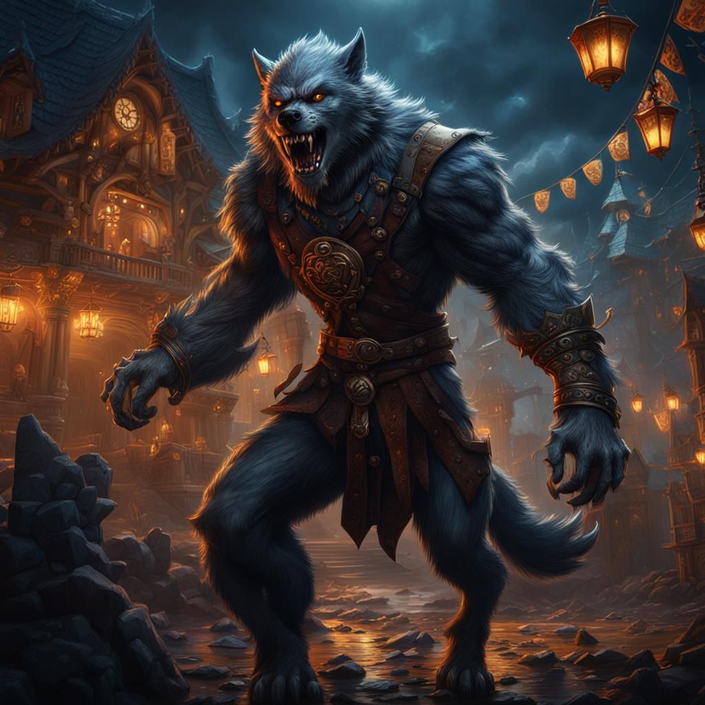 Werewolf's Unexpected Lottery Win: Fantasy Concept Art