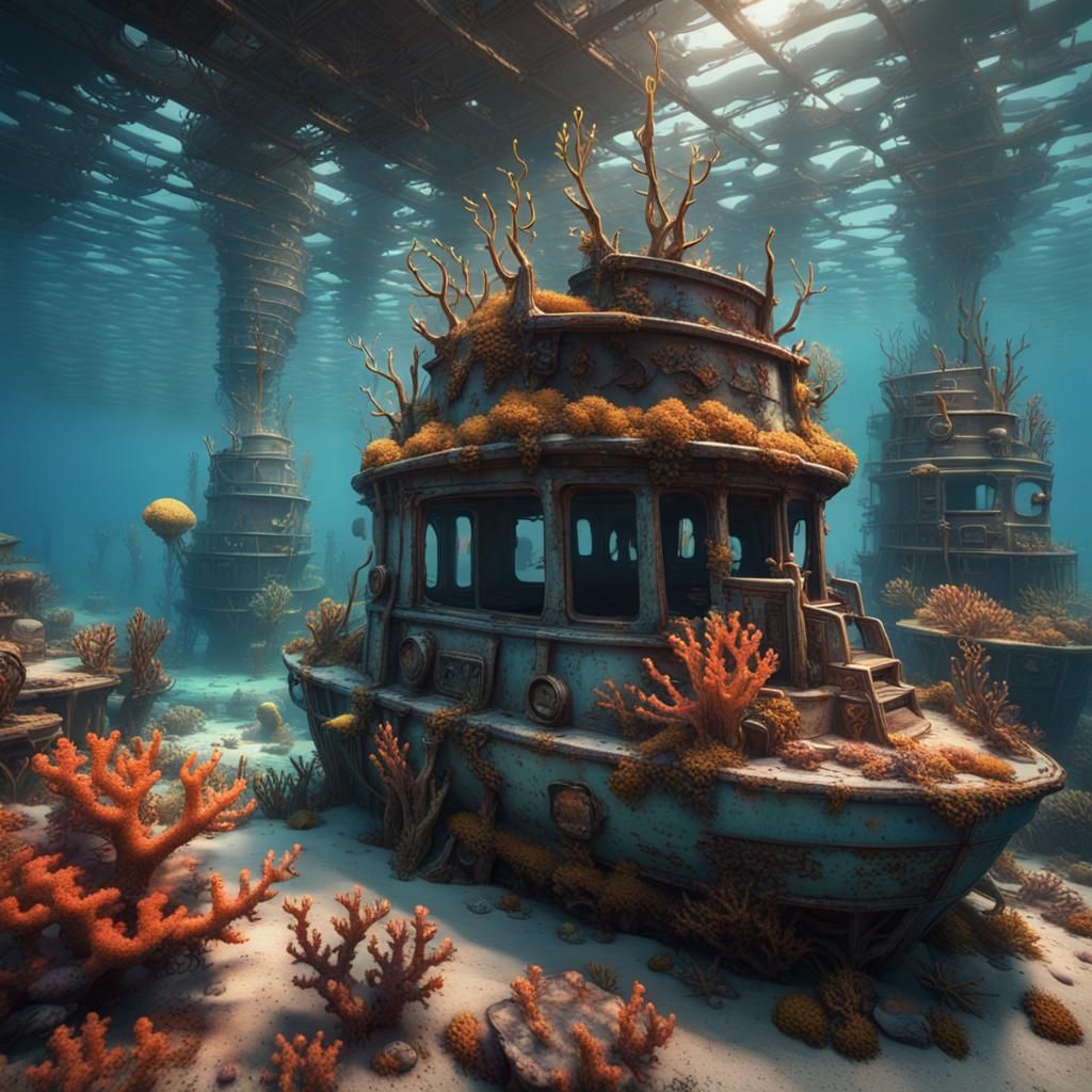 Underwater Relics Reclaimed: A Detailed 8K Rendering