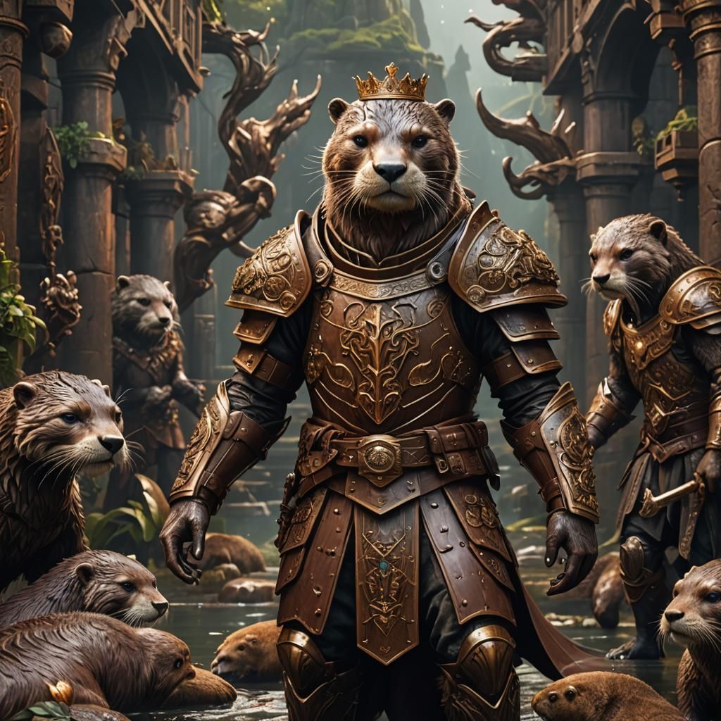 Otter King in Steel Armor: Fantasy Concept Art