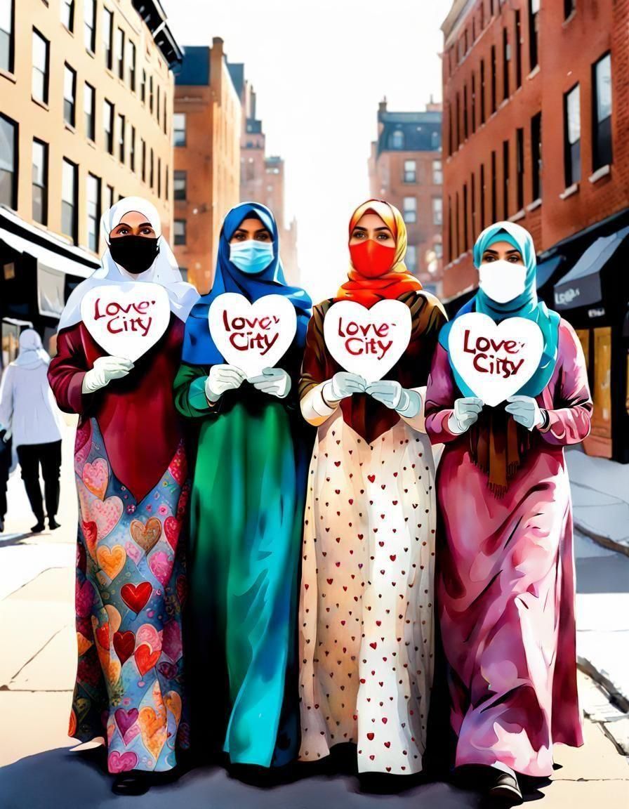 Beautiful Overweight Hijab Women in Watercolor Portrait