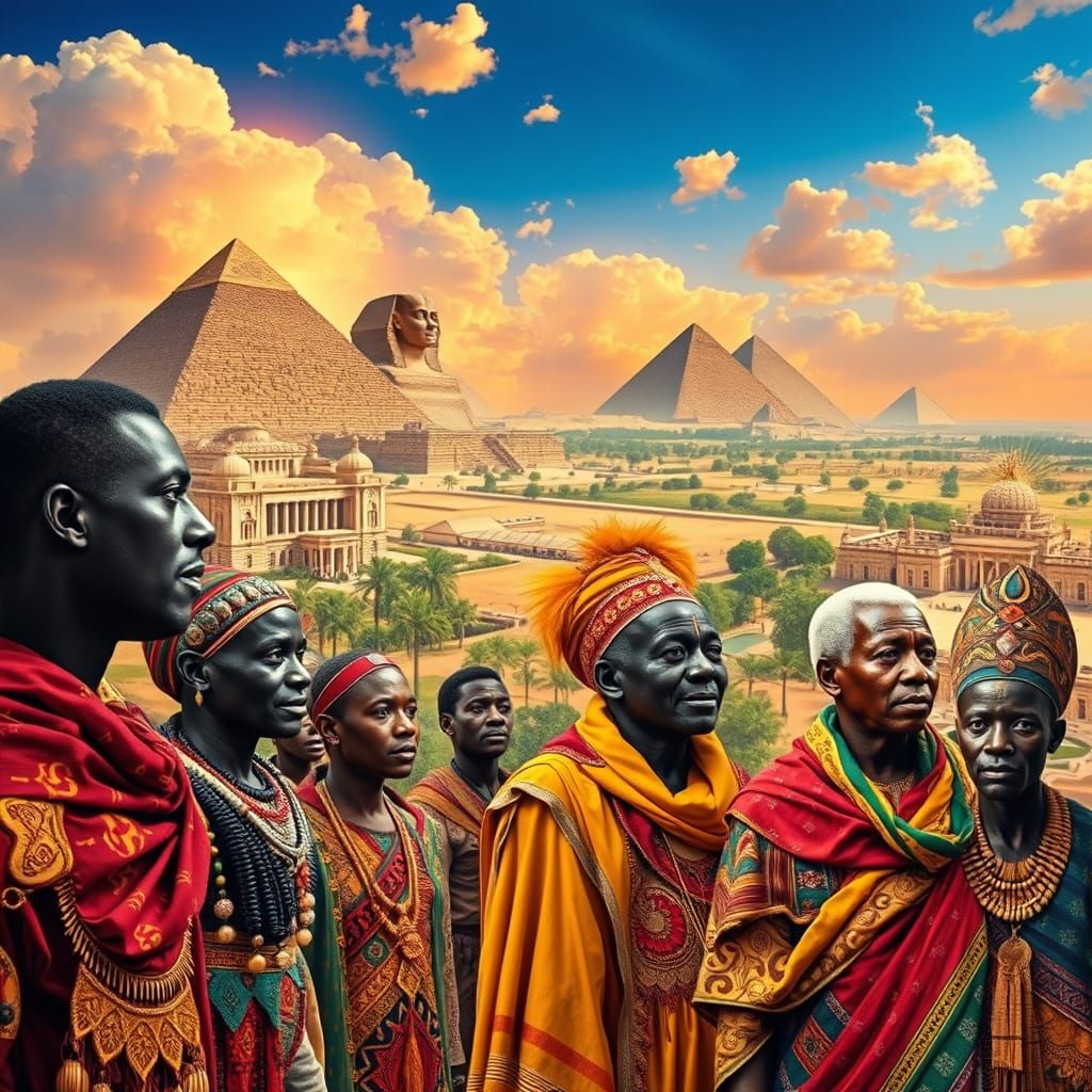 African Cultural Tapestry in Vibrant Digital Collage