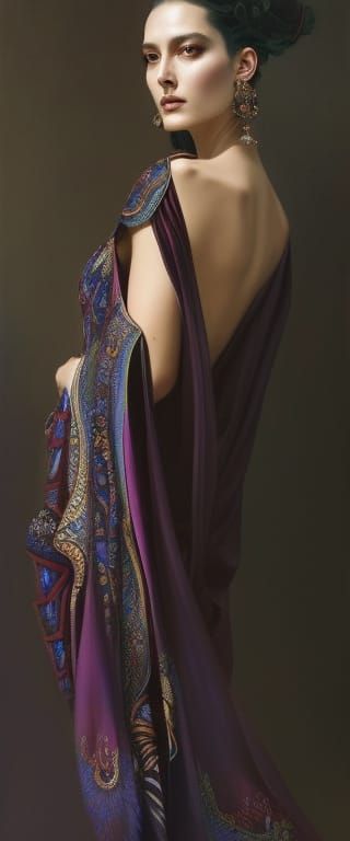 Goddess Portrait with Vibrant Colors and Dynamic Lighting