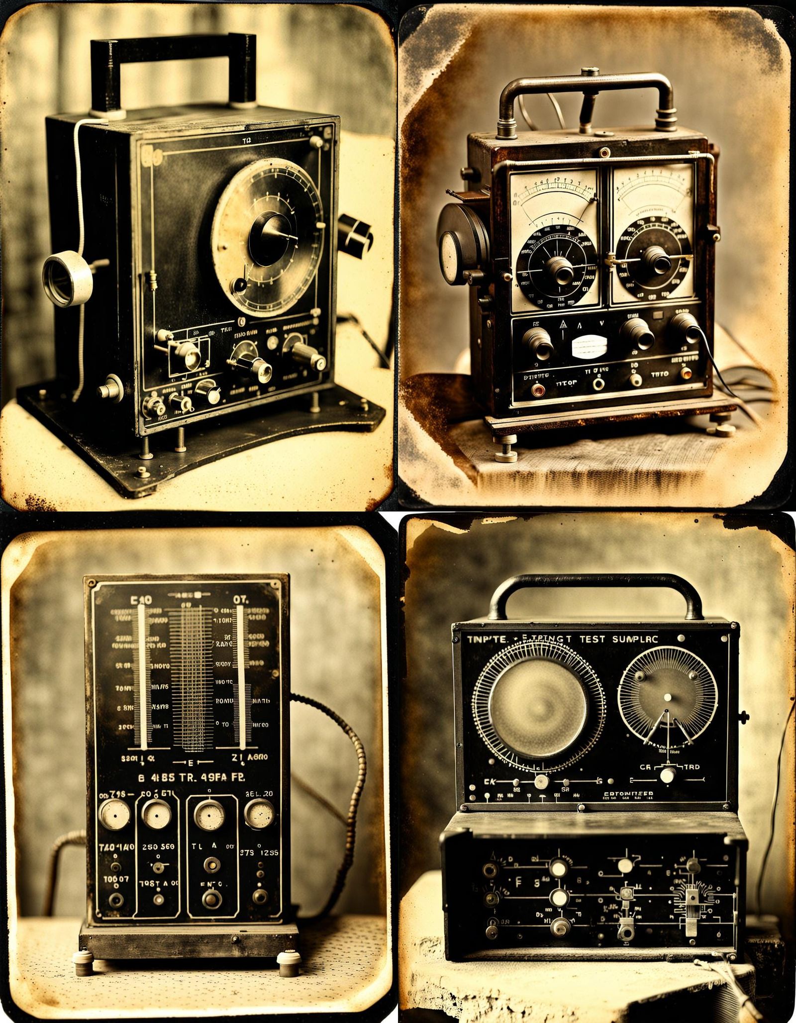 Antique Electronic Equipment in Tintype Style