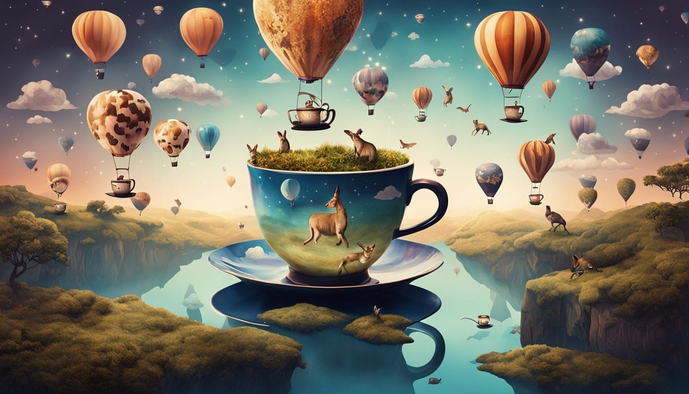 Surreal Fine Art Landscape of Whimsical Tea Cups as Hot Air ...