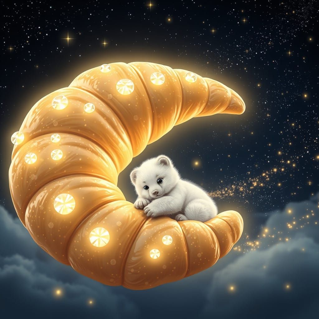 Lunar Crescent with Baby Bear in Stardust