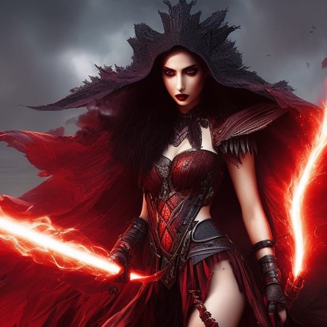 Gothic Red-Haired Witch Fantasy Art