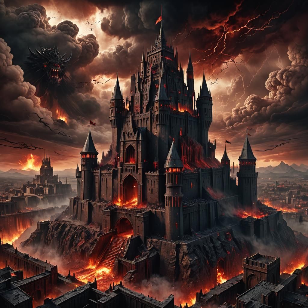 Imperial Chaos Fortress Under Siege: Grimdark Concept Art