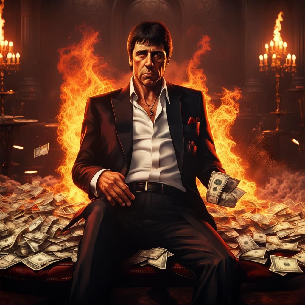 Scarface: Tony Montana Burning Money