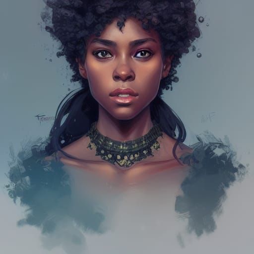 Beautiful Black Girl Portrait in Hyperdetailed Lighting