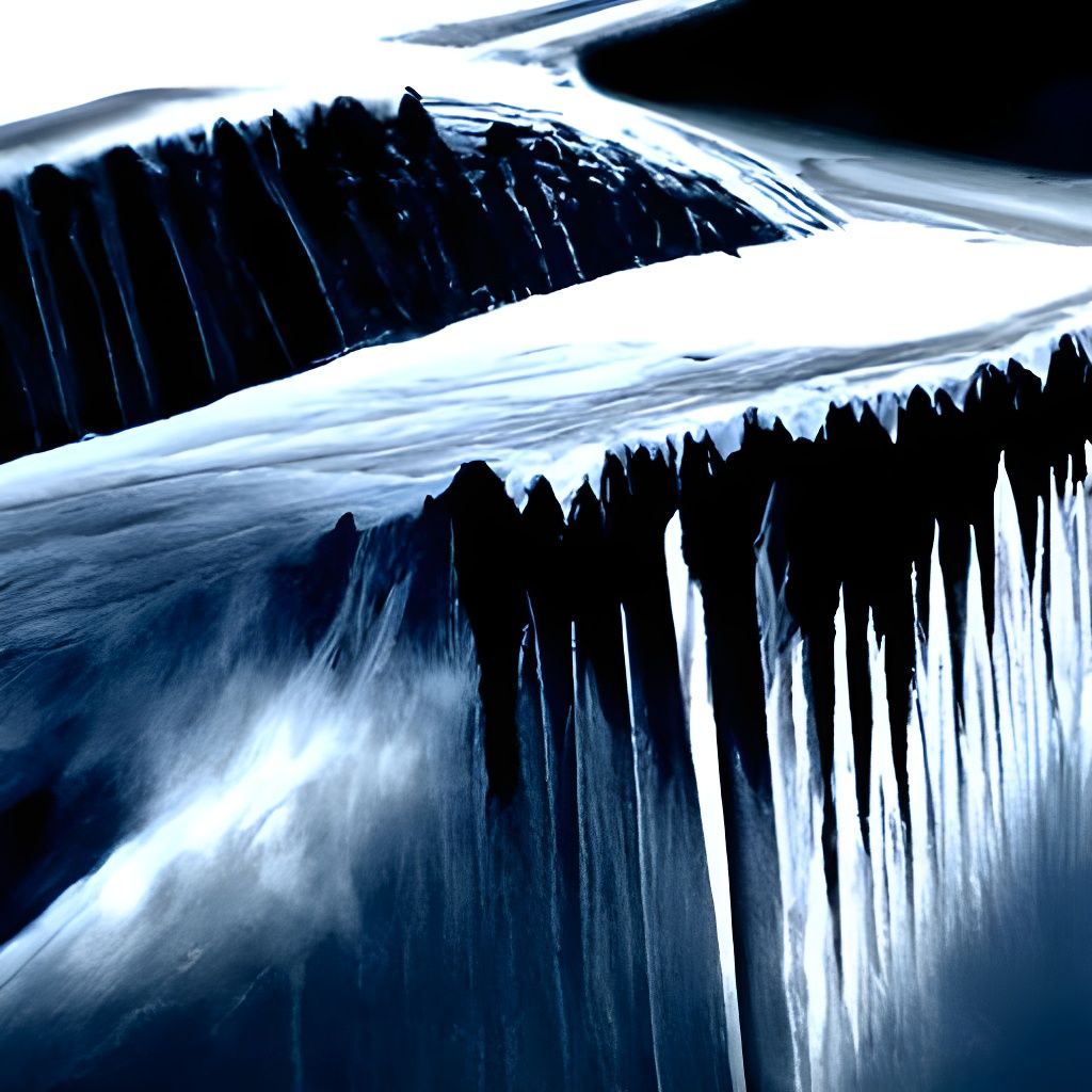 Antarctic Black Waterfall: Surreal Epic Landscape
