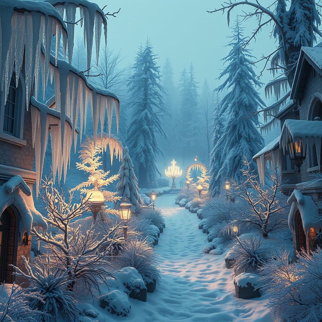 Ethereal Winter Wonderland in Digital Masterpiece