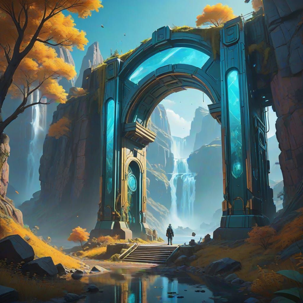 Regal Portal to a Hyperrealistic Waterfall Wonderland