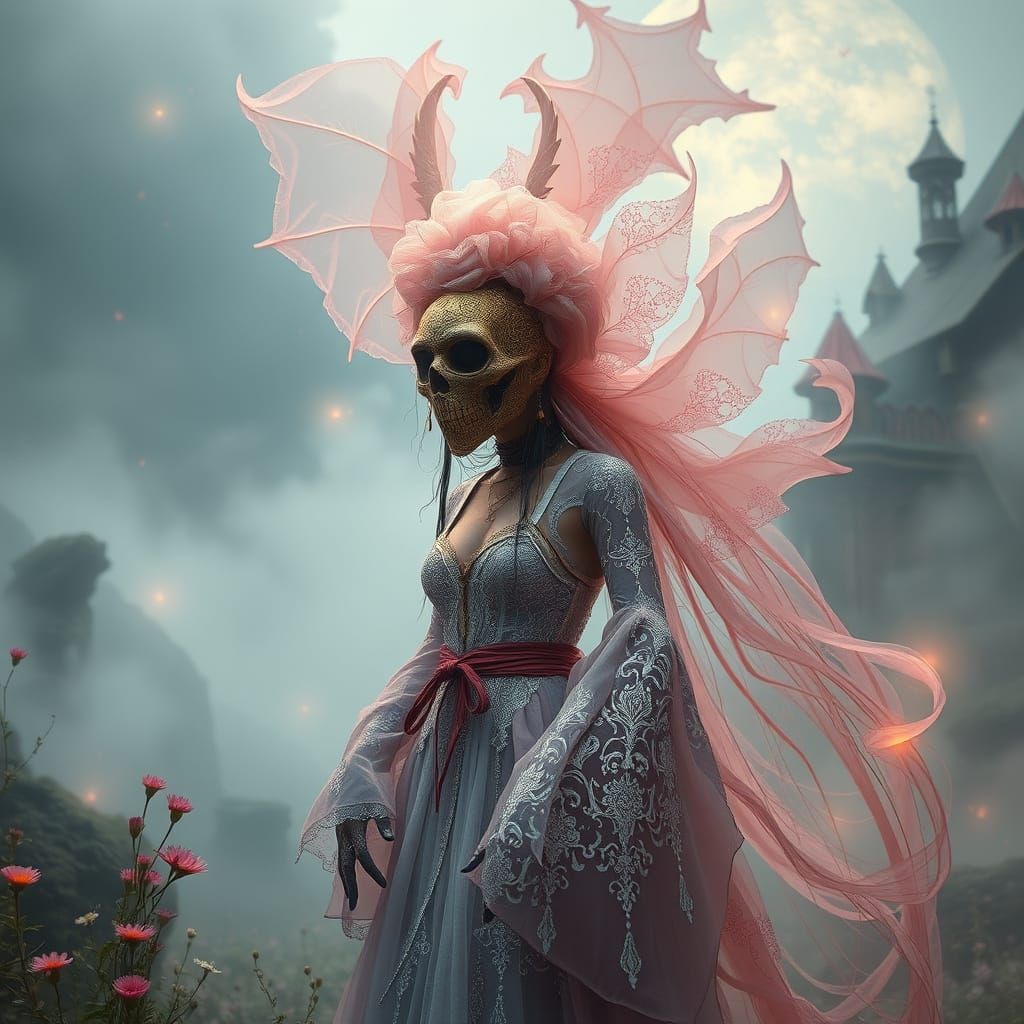 Ethereal Riot Maker in a Dreamy Fantasy Landscape