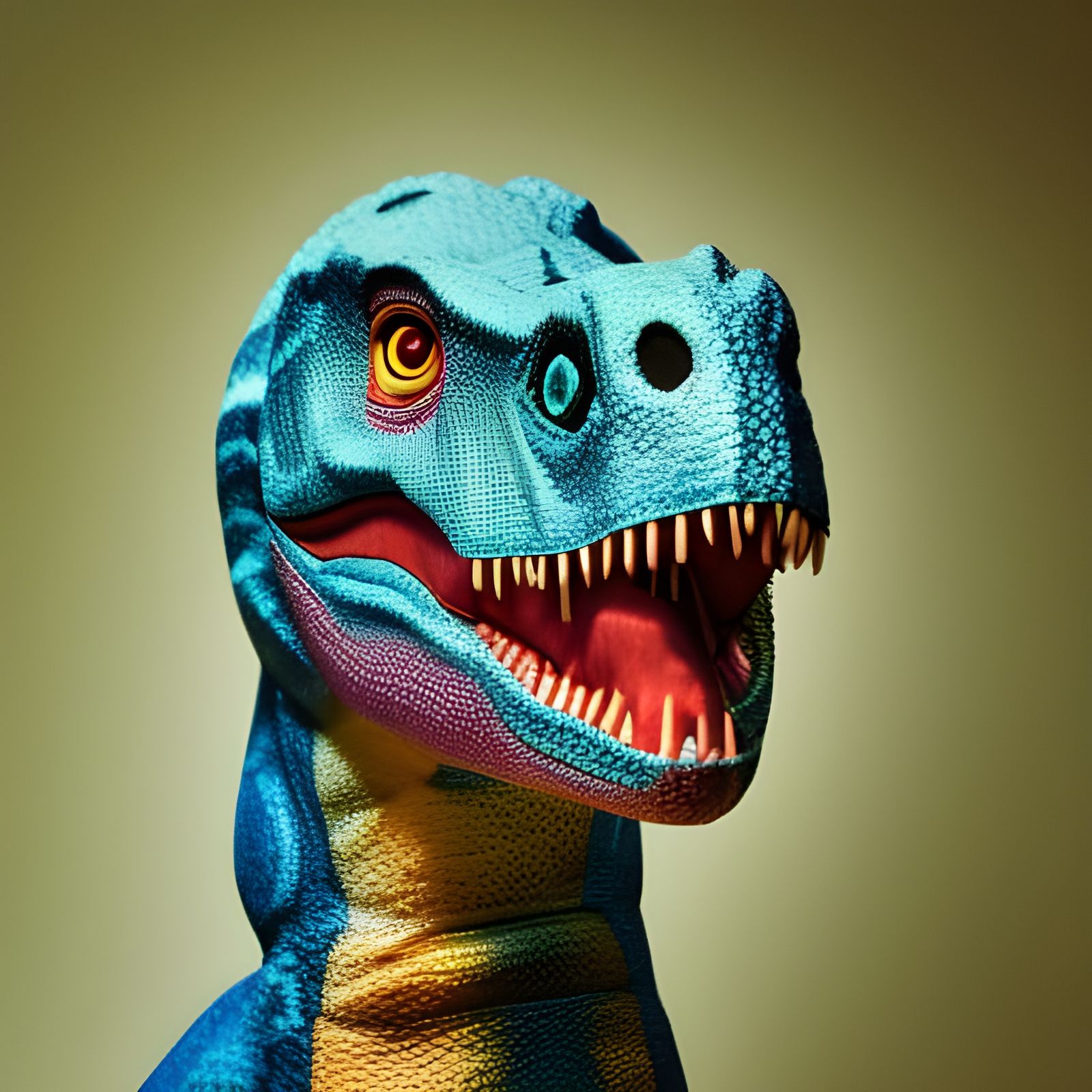 Colorful Peaceful Dinosaur Close-Up Portrait
