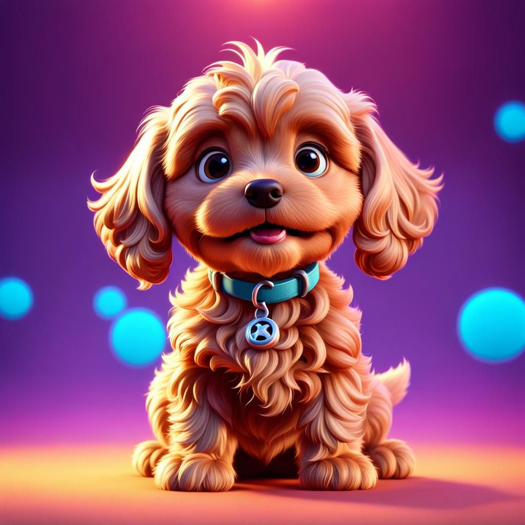 Cute Cockapoo Puppy in Pixar 3D Style