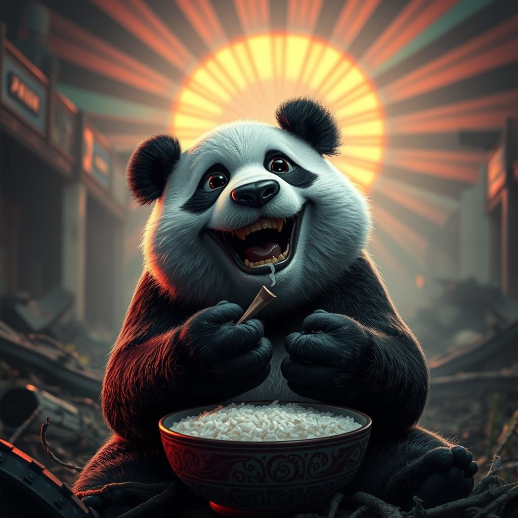 Cyberpunk Panda in Moody, Grainy Concept Art