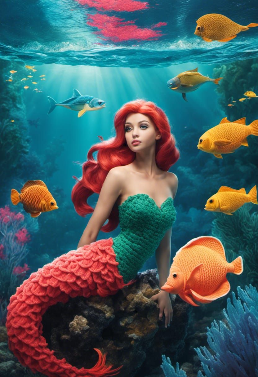 Yarnscape underwater world: Ariel the little mermaid