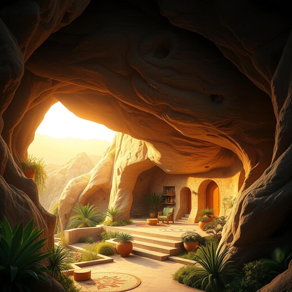 Libyan Cave Home with Courtyard in Organic Style