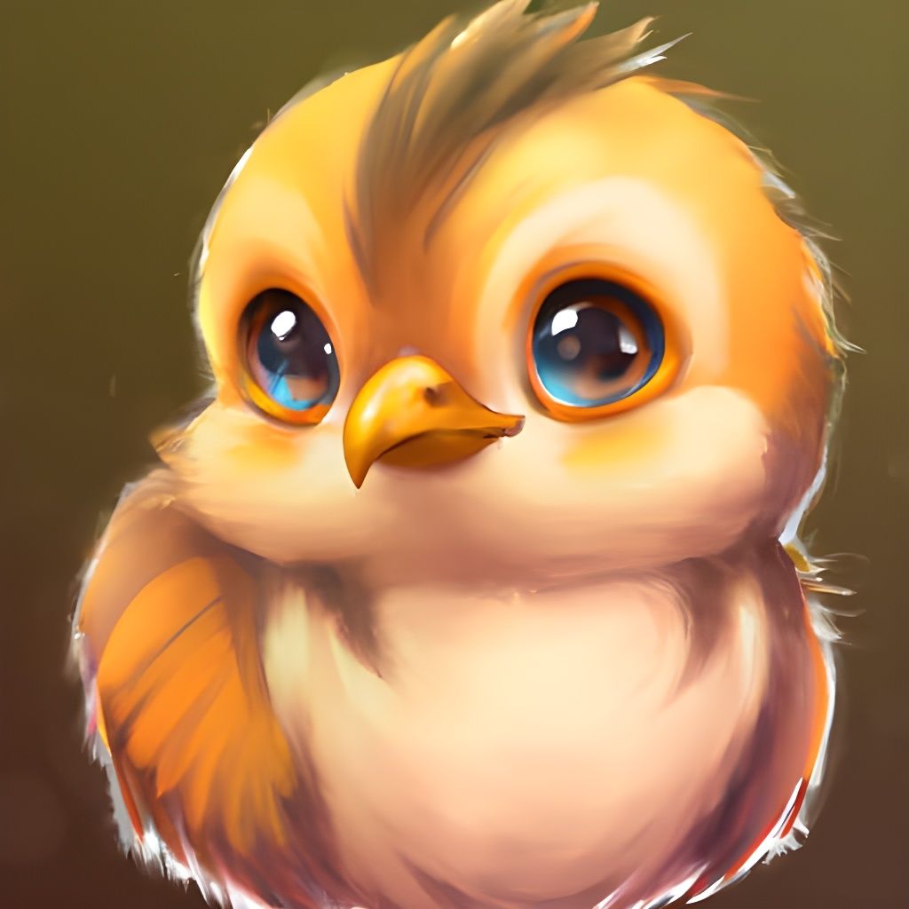 Adorable Chibi Bird Portrait in Space