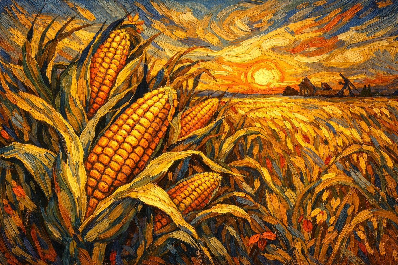 Golden Hour Corn Field Still Life