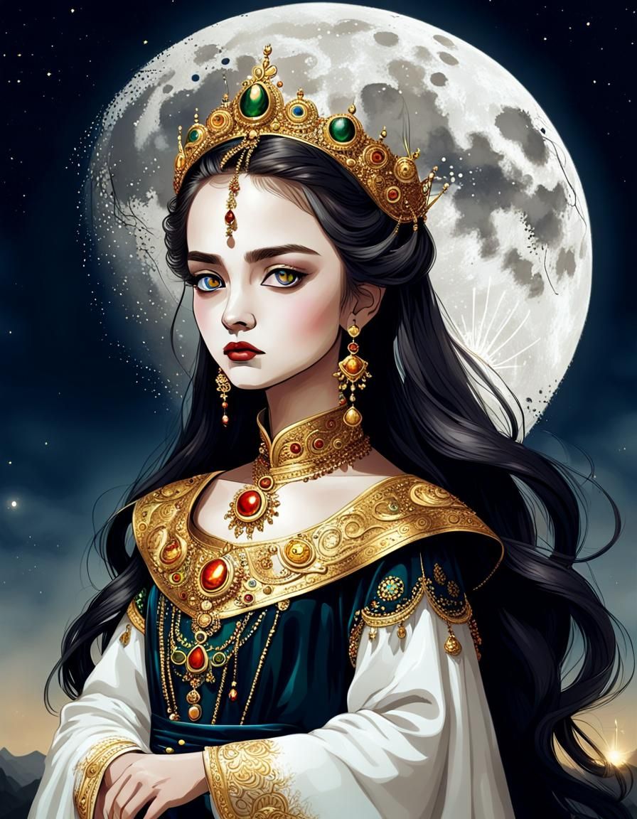Childlike Empress. Golden-eyed mistress of desires. Moon Child.