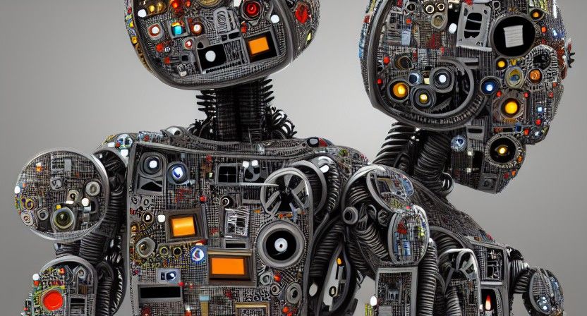 Hyperdetailed Robot in Folk Art Style