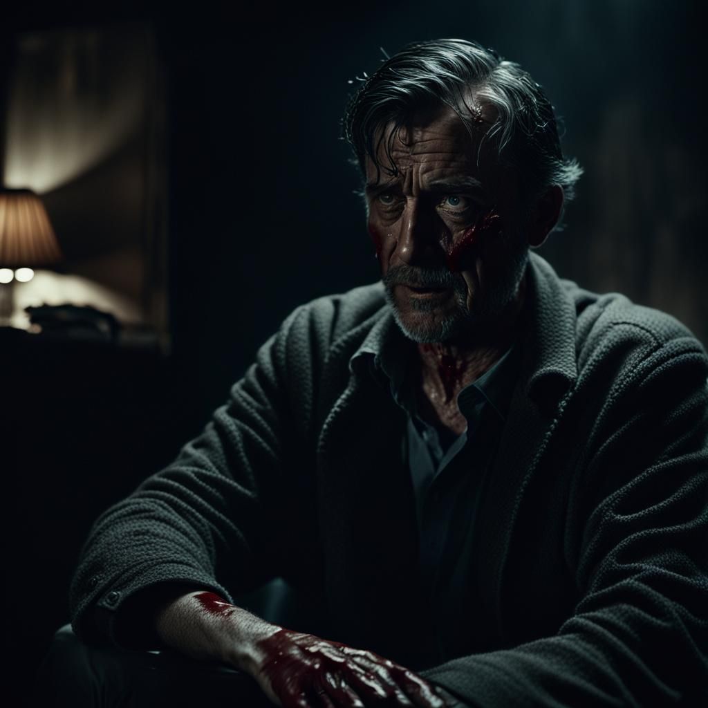 Tormented Man in Film Noir Style