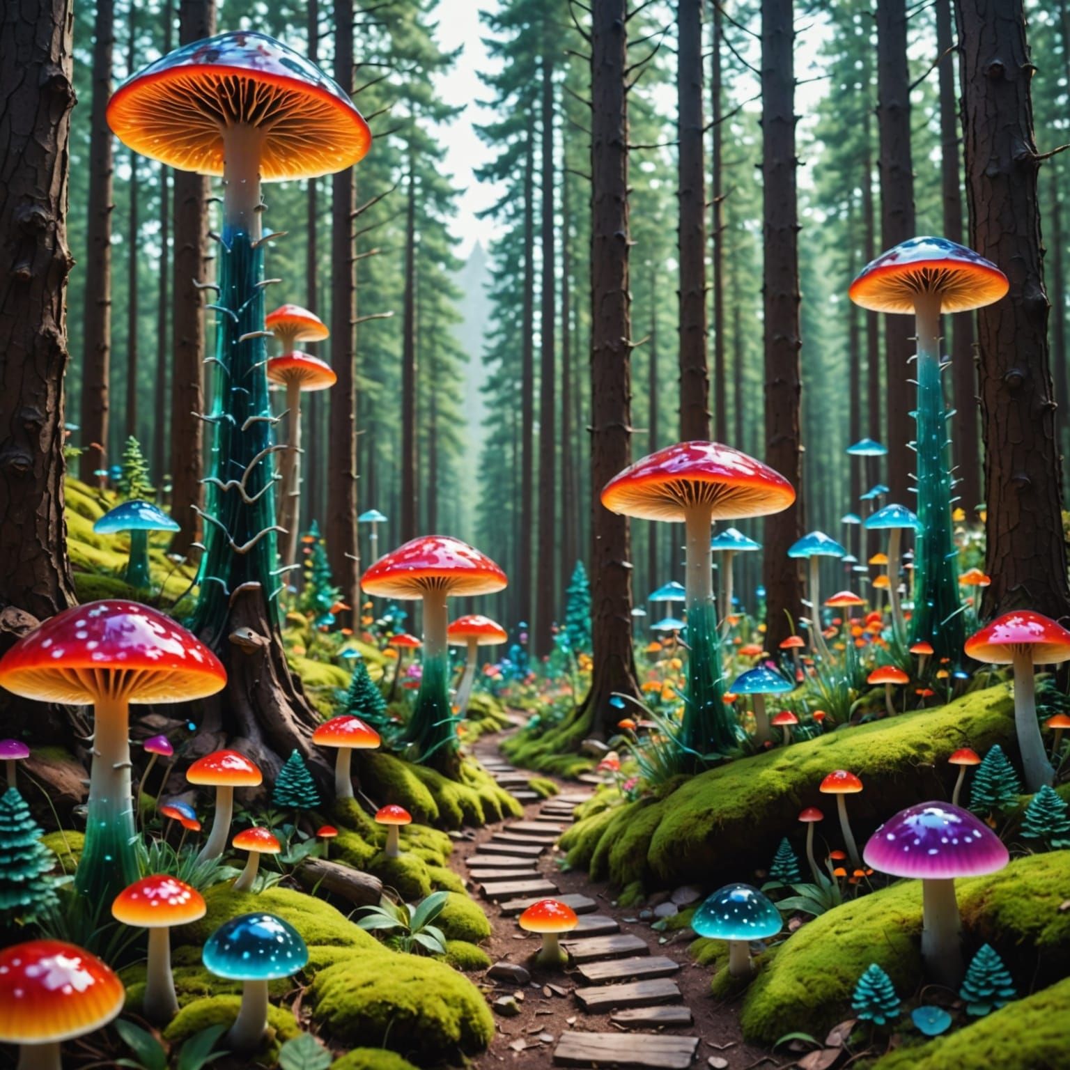 Vibrant Glass Forest in Splendid Detail