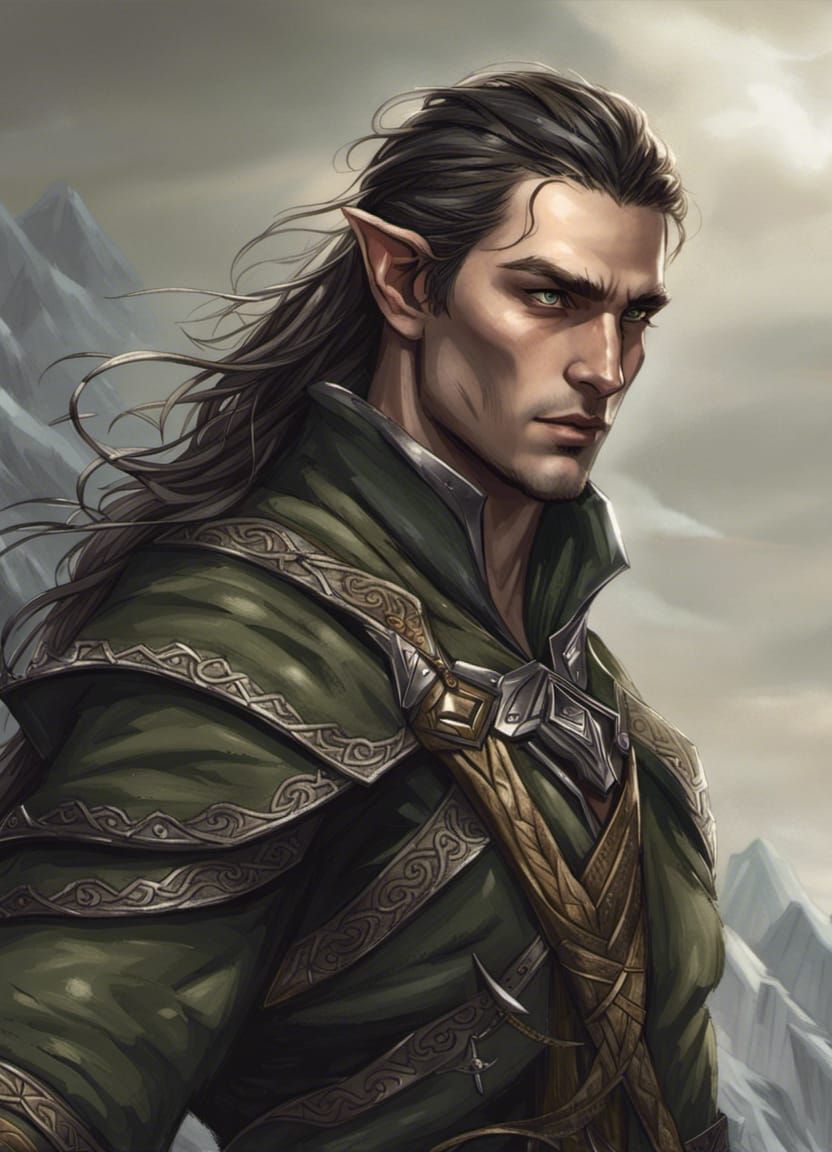 Stern Elven Ranger Portrait: Braided Hair and Cold Eyes