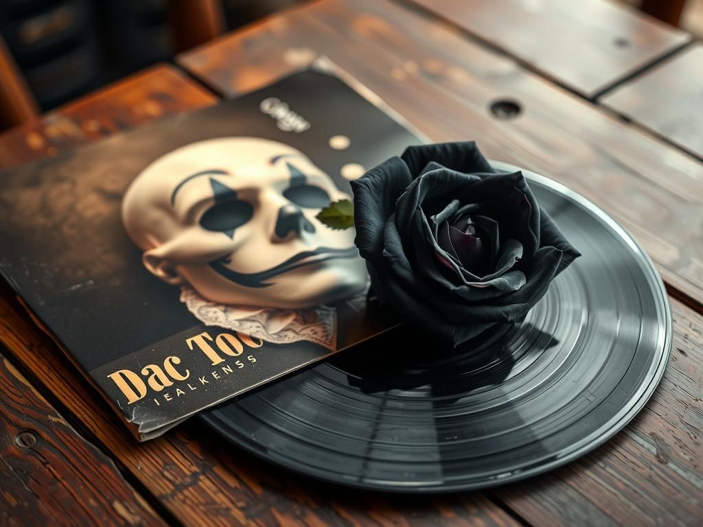 Black Rose Album Cover with Clown Mask