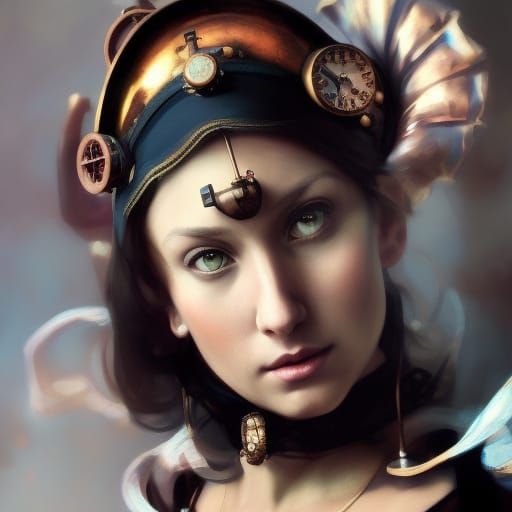 Steampunk Princess Portrait in Hyperrealistic Style