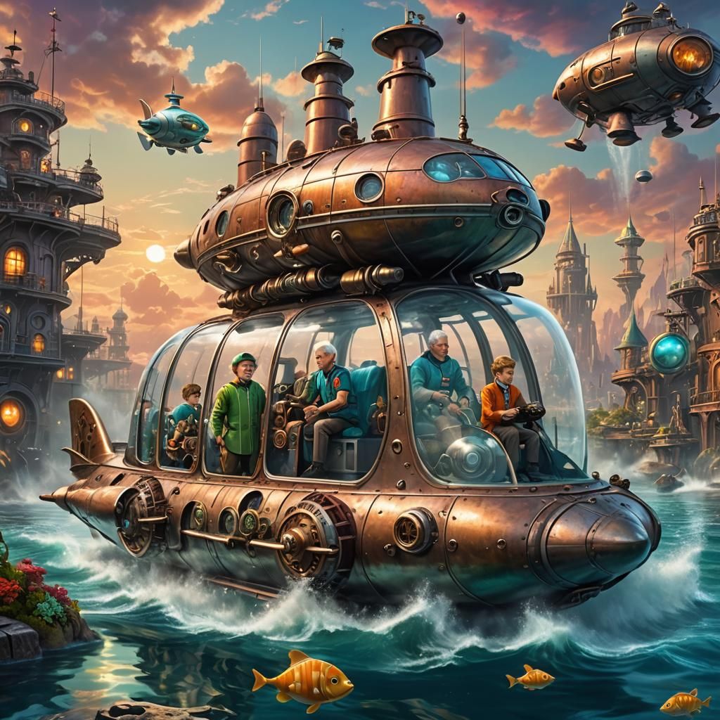 Steampunk Elves Discover Atlantis in Futuristic Submarine