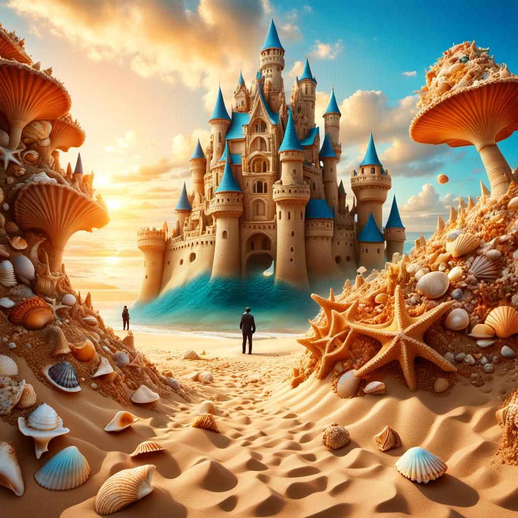 Giant Seashell Sandcastle Matte Painting in Unreal Engine