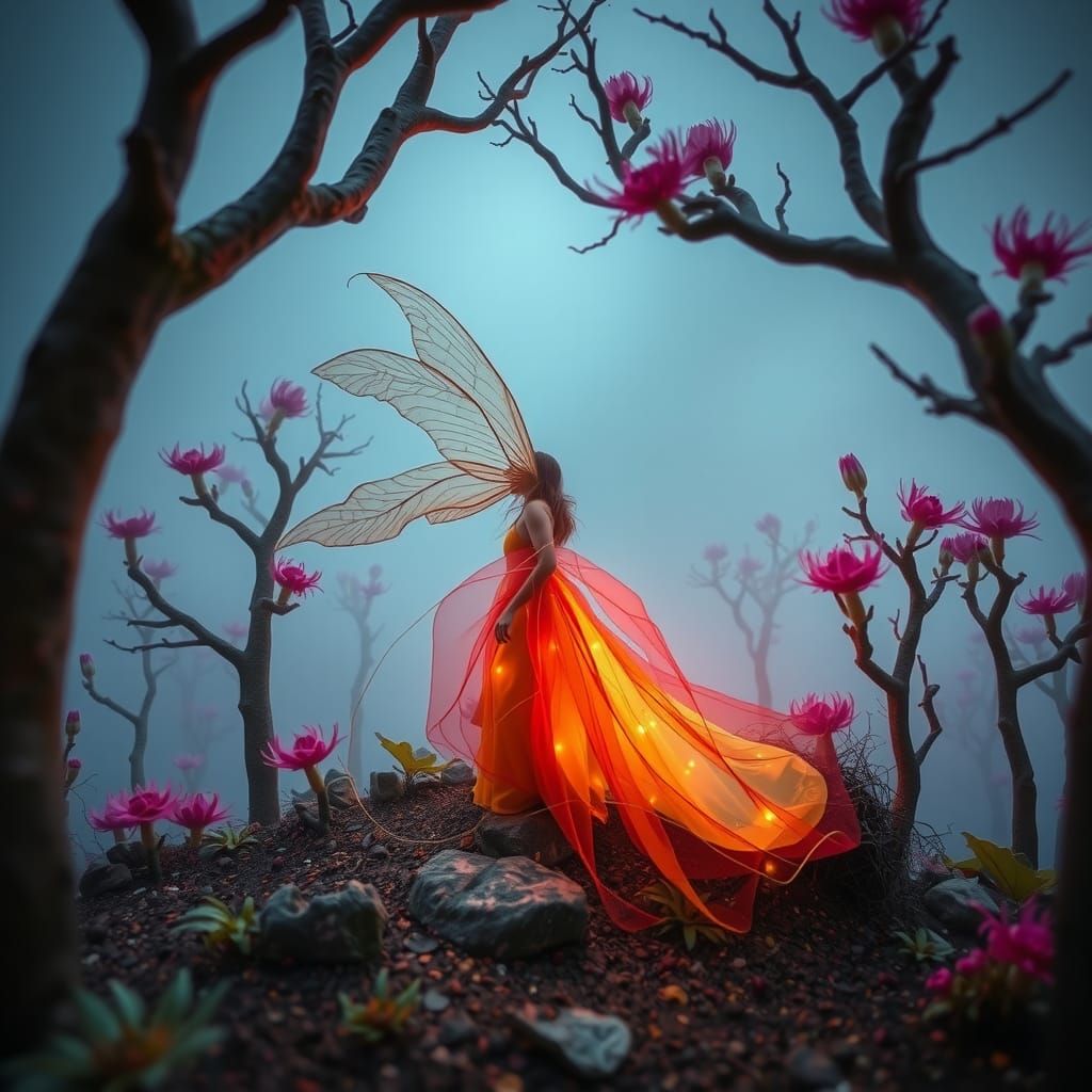 Ethereal Traveler in a Fantastical Landscape